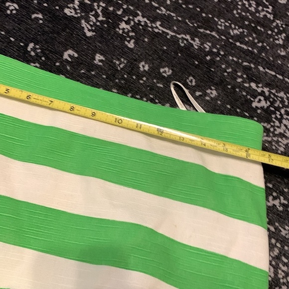 Kate spade senorita peplum green and white striped skirt size 12 ruffle midi - Picture 9 of 11